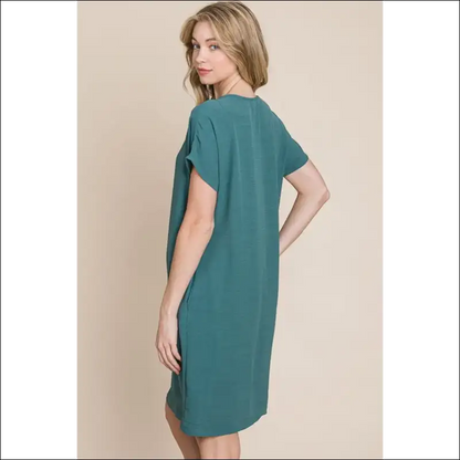 Bombom V-neck Short Sleeve Dress with Pockets - Dresses on Sale Worldwide Shipping