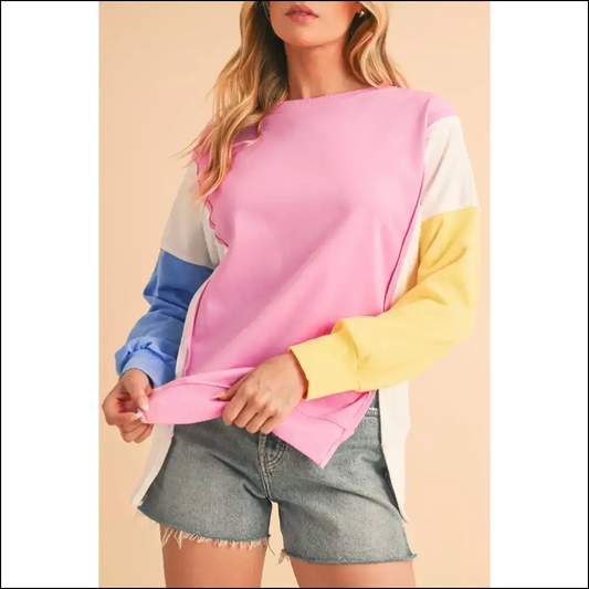 Bonbon Color Block: Runway Ready (and Comfy!) - s - Sweatshirts & Hoodies on Sale Worldwide Shipping