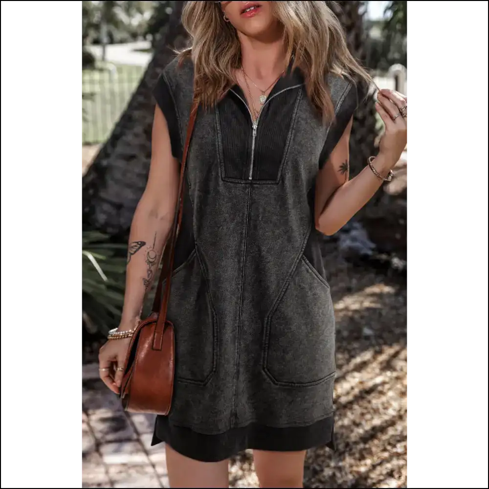 Bonbon Zipped Collar Dress: too Cute to Function 😜 Needful Things - Black / s - Short Dresses on Sale Worldwide Shipping