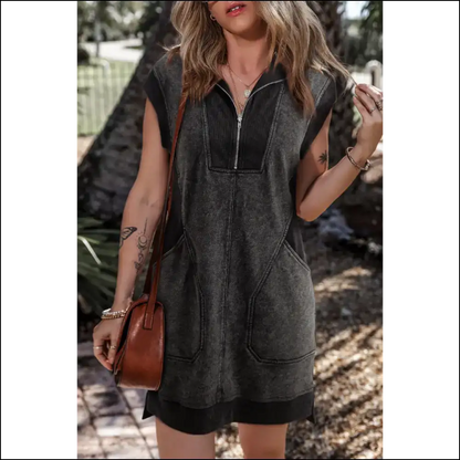 Bonbon Zipped Collar Dress: too Cute to Function 😜 Needful Things - Black / s - Short Dresses on Sale Worldwide Shipping