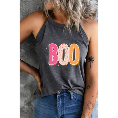 Boo-tiful Round Neck Sleeveless Graphic Tank Top - Tops on Sale Worldwide Shipping