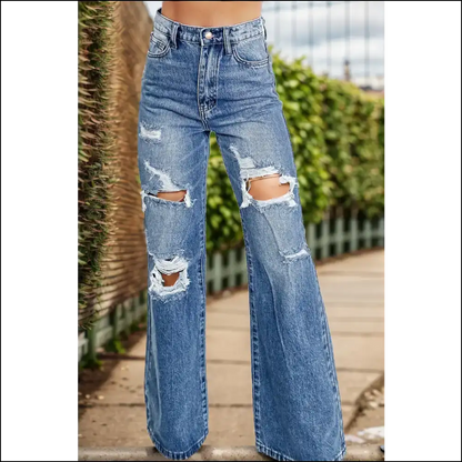 Bootcut Dreams: Dancing on Clouds in Distressed High Waist Jeans! 😂👖 - Jeans on Sale Worldwide Shipping