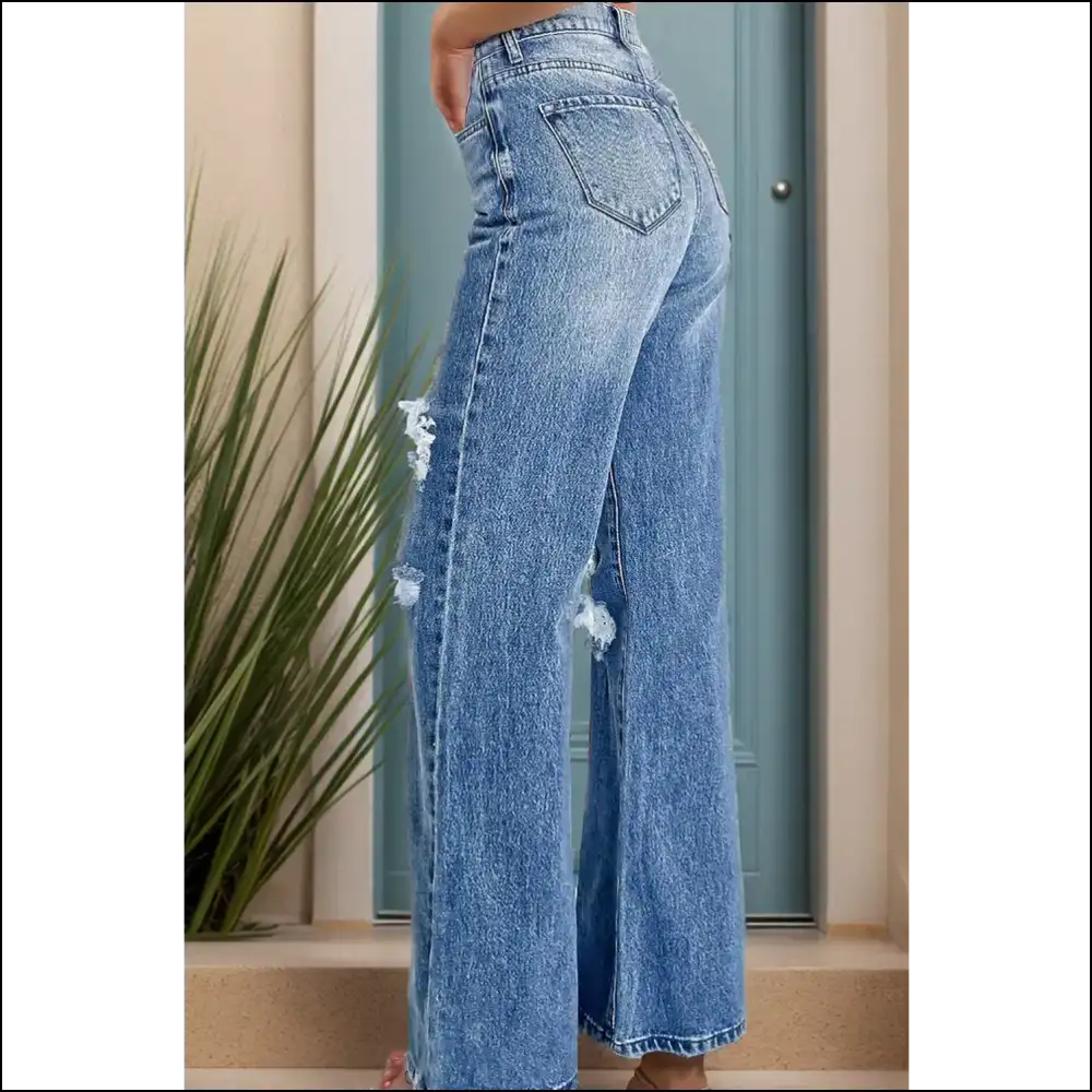 Bootcut Dreams: Dancing on Clouds in Distressed High Waist Jeans! 😂👖 - Jeans on Sale Worldwide Shipping