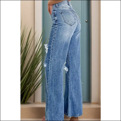 Bootcut Dreams: Dancing on Clouds in Distressed High Waist Jeans! 😂👖 - Jeans on Sale Worldwide Shipping