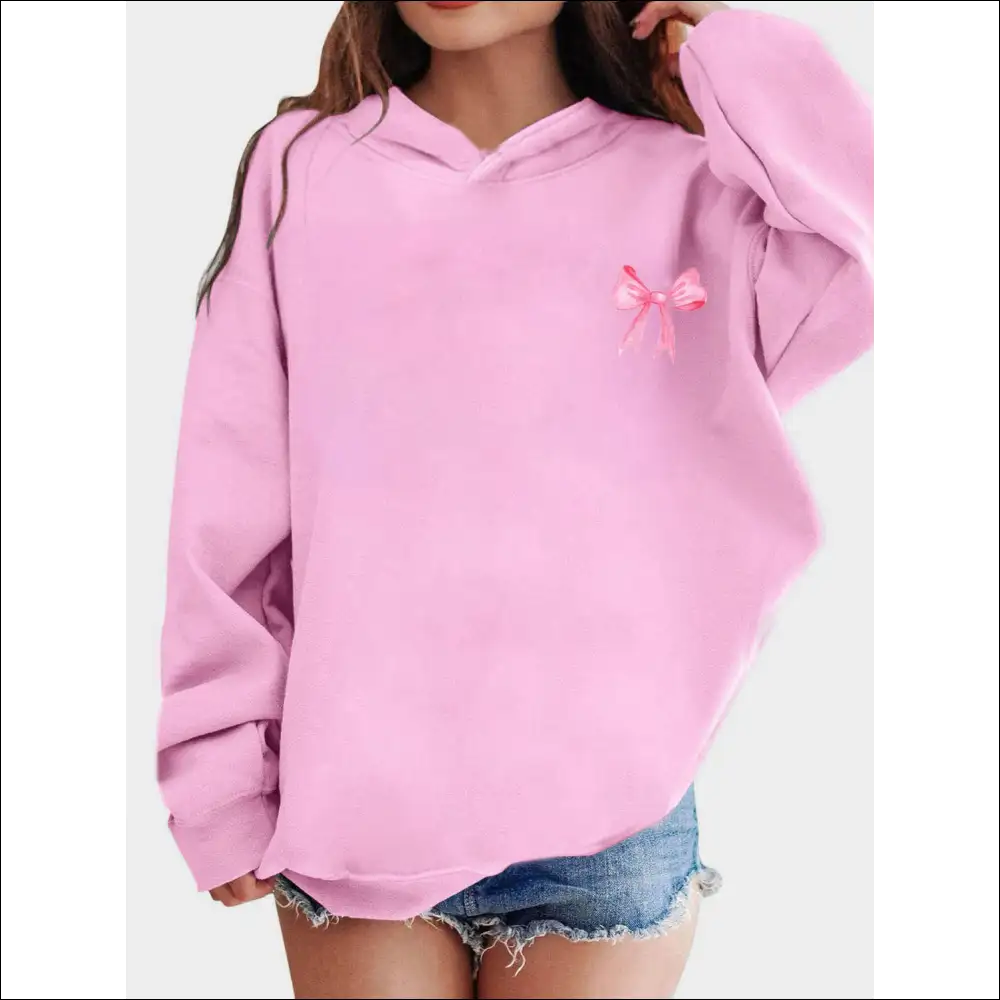Chic Bow Print Long Sleeve Hoodie - Hoodies Sweatshirts & on Sale Worldwide Shipping