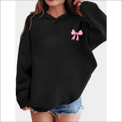 Chic Bow Print Long Sleeve Hoodie - Hoodies Sweatshirts & on Sale Worldwide Shipping