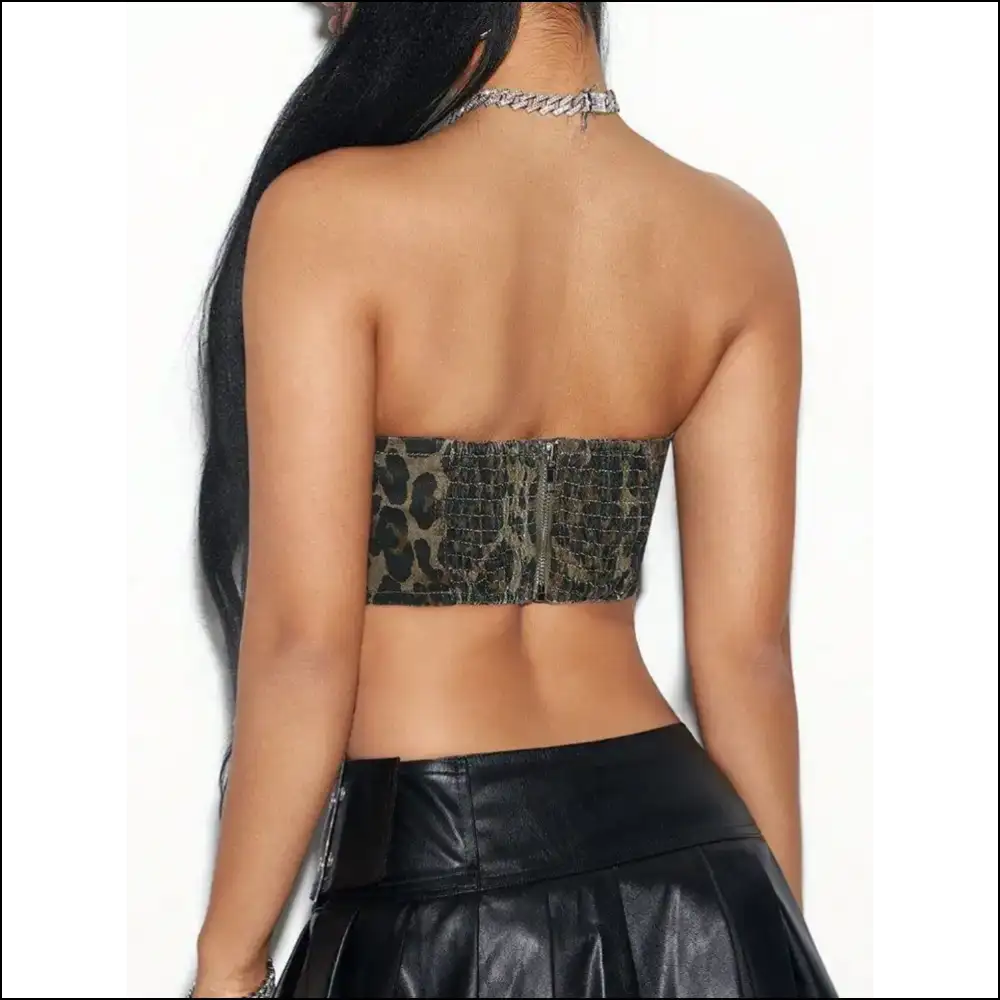 Bow Trim Leopard Tube Top - Tank Tops on Sale Worldwide Shipping
