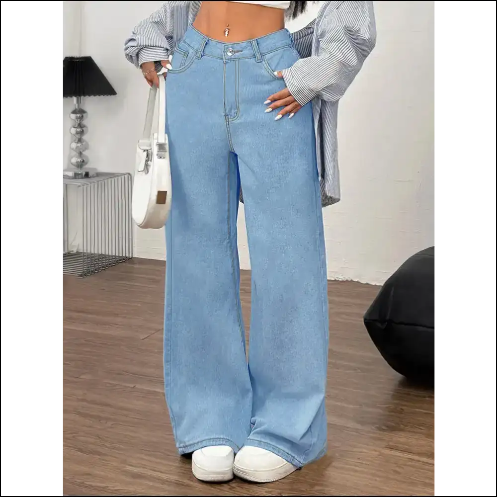 Bows Flair and Wide-leg Love: your New Favorite Jeans Await! - Light Blue / Xs - on Sale Worldwide Shipping