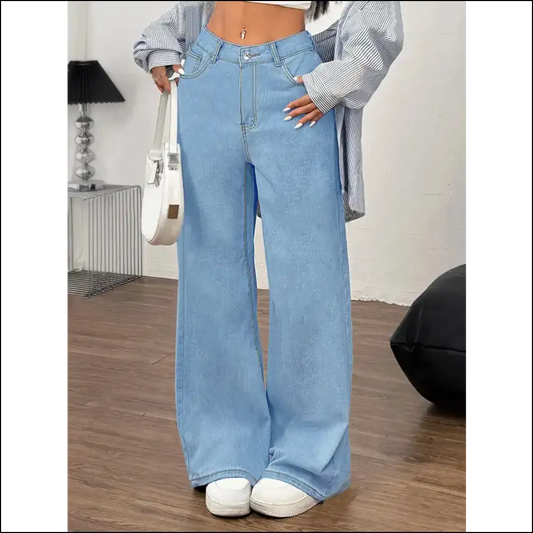 Bows Flair and Wide-leg Love: your New Favorite Jeans Await! - Light Blue / Xs - on Sale Worldwide Shipping