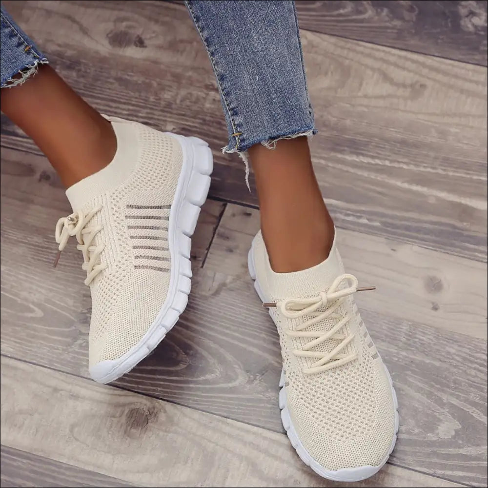 Breathable Mesh Round Toe Lace Up Sneakers for Women - Athletic Shoes on Sale Worldwide Shipping