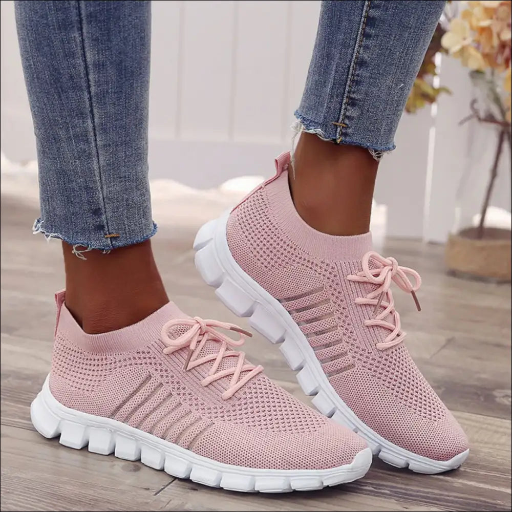Breathable Mesh Round Toe Lace Up Sneakers for Women - Athletic Shoes on Sale Worldwide Shipping