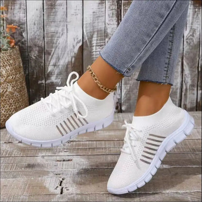 Breathable Mesh Round Toe Lace Up Sneakers for Women - White / 35(us4) - Athletic Shoes on Sale Worldwide Shipping