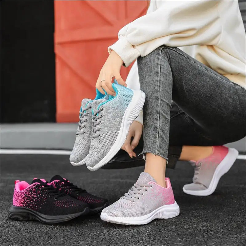 Breathe Easy Mesh Round Toe Athletic Shoes - on Sale Worldwide Shipping