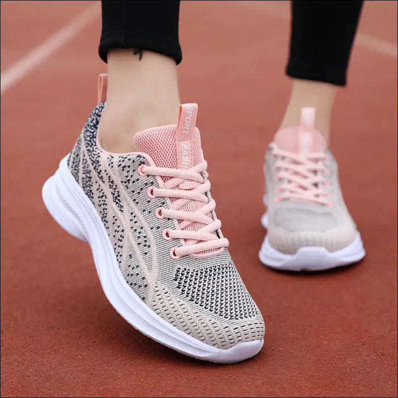 Breezy Mesh Lace-up Athletic Sneakers for Women - Mauve / 35(us4) - Shoes on Sale Worldwide Shipping