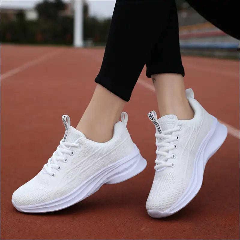 Breezy Mesh Lace-up Athletic Sneakers for Women - White / 37(us6) - Shoes on Sale Worldwide Shipping