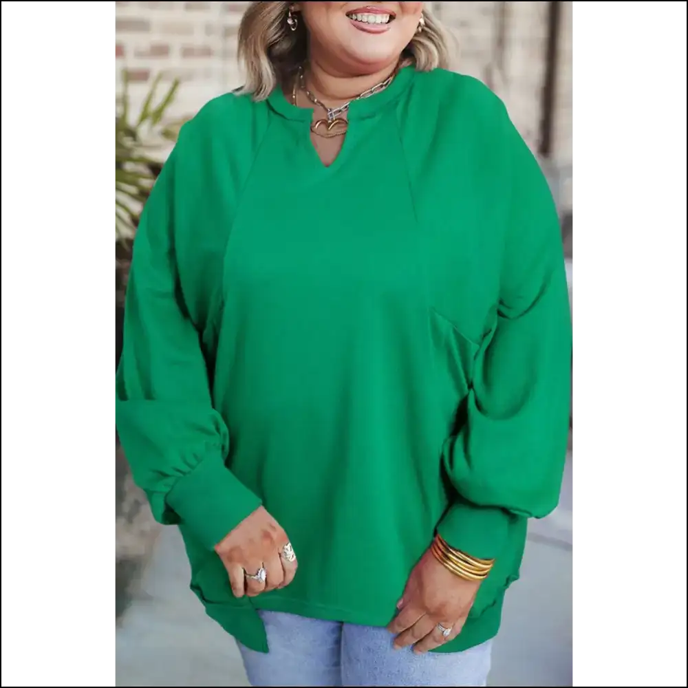 Bright Green Exposed Seam Plus Size Sweatshirt: Ditch the Beige! 💚 Needful Things - 1x - Tops on Sale Worldwide Shipping