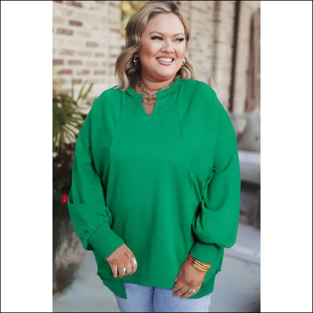 Bright Green Exposed Seam Plus Size Sweatshirt: Ditch the Beige! 💚 Needful Things - Tops on Sale Worldwide Shipping