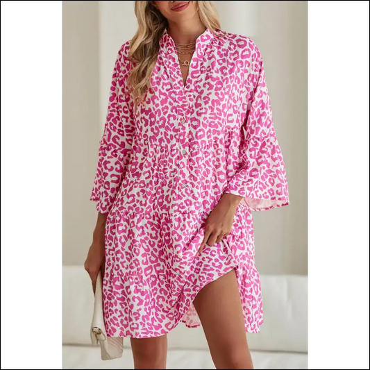 Bright Pink Leopard Mini Dress: so Fetch! 🐆 Needful Things Approved - s - Short Dresses on Sale Worldwide Shipping