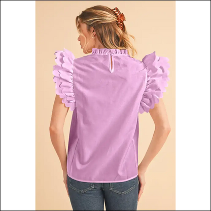 Bright Pink Scalloped Ruffle Sleeve Blouse: Prepare for Stares 💖 Needful Things - Blouses on Sale Worldwide Shipping