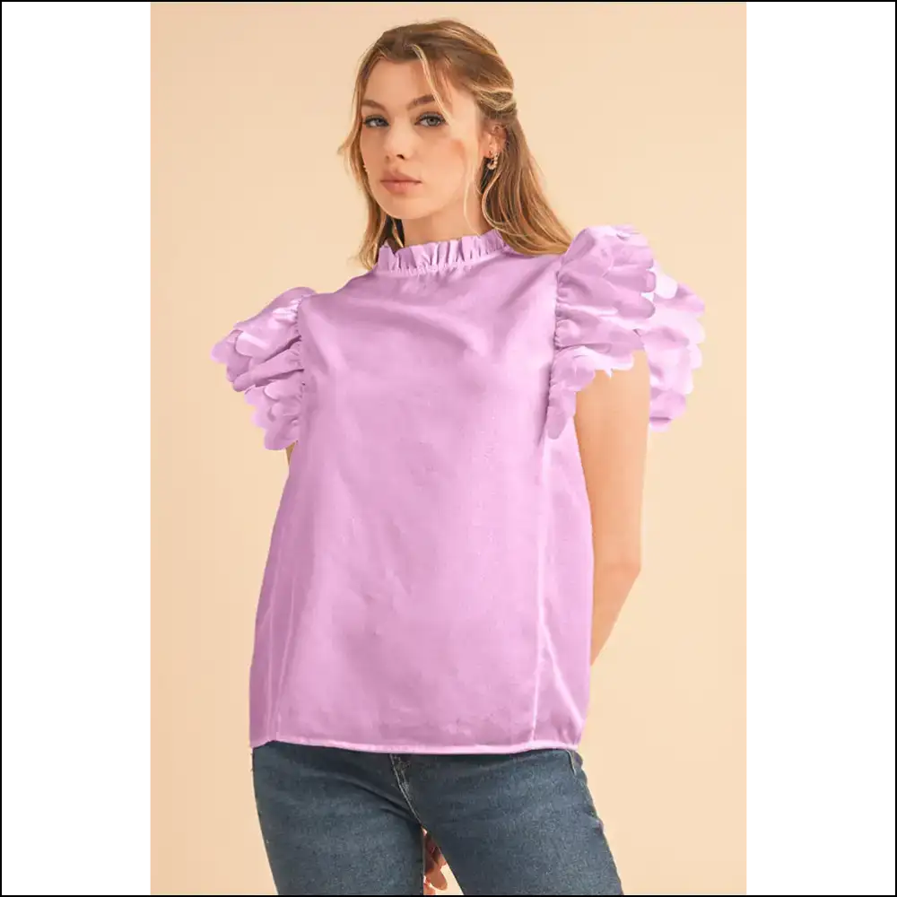 Bright Pink Scalloped Ruffle Sleeve Blouse: Prepare for Stares 💖 Needful Things - White / s - Blouses on Sale Worldwide Shipping