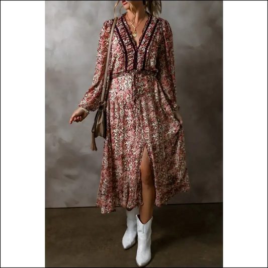 Brown Floral Midi Dress: Chic Goddess Vibes Only! 🌼 Needful Things - s - Dresses on Sale Worldwide Shipping