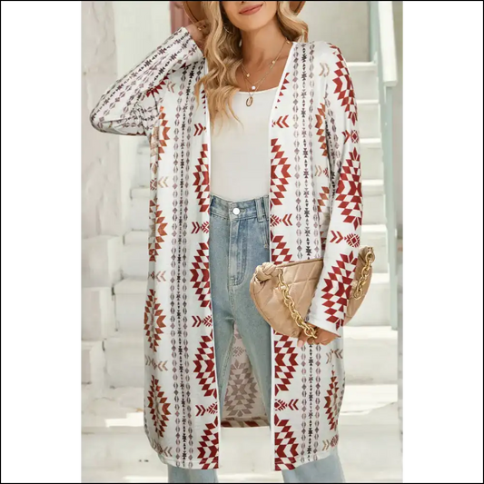 Brown Geometric Cardigan: so Chic It’s Almost Illegal 😜 - s - Cardigans on Sale Worldwide Shipping