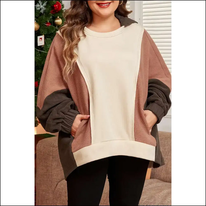 Brown Plus Size Exposed Seam Sweatshirt: Finally Fashion that Fits! ☕ Needful Things - 1x - Tops on Sale Worldwide Shipping
