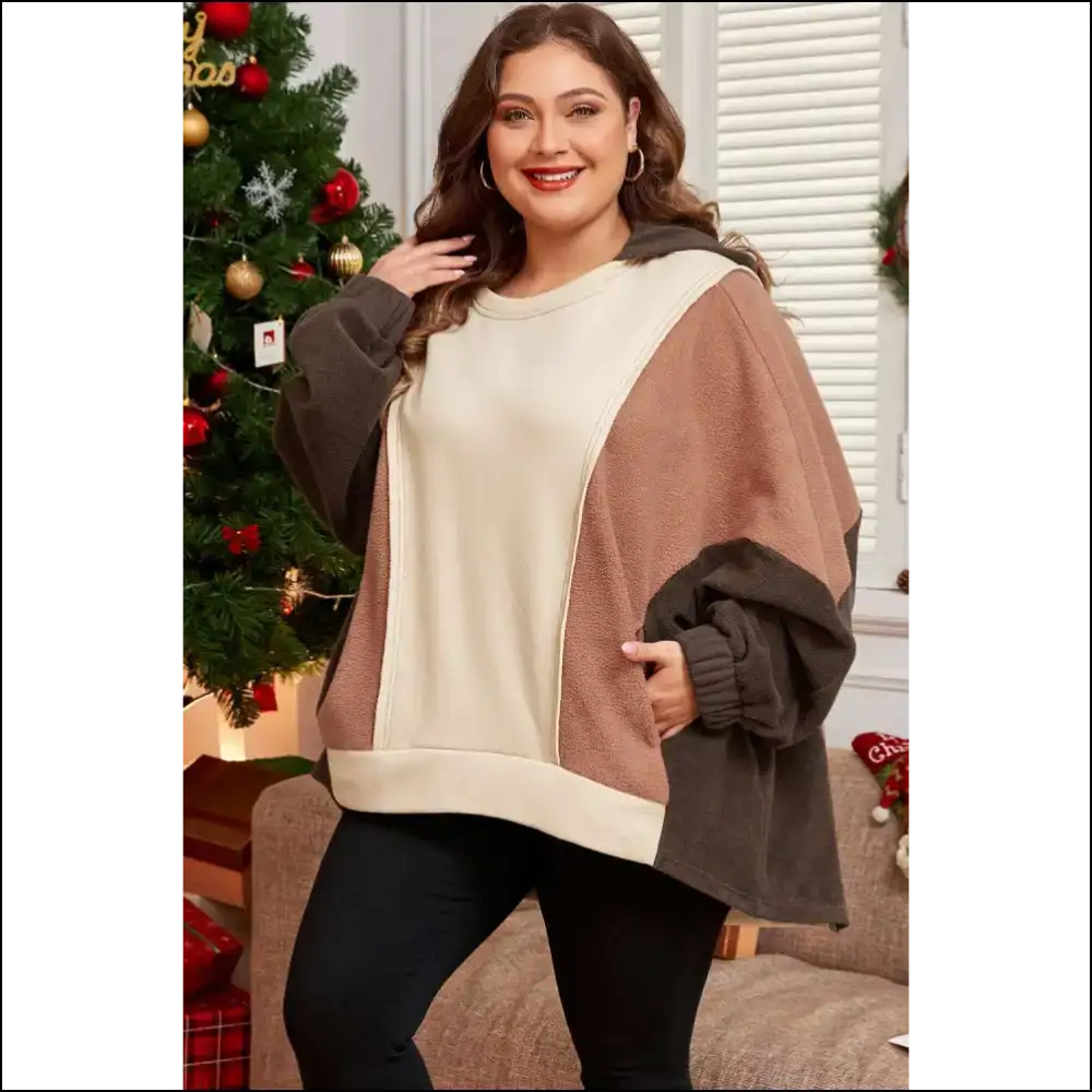 Brown Plus Size Exposed Seam Sweatshirt: Finally Fashion that Fits! ☕ Needful Things - Tops on Sale Worldwide Shipping