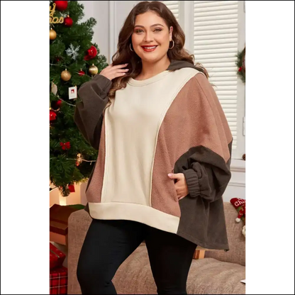 Brown Plus Size Exposed Seam Sweatshirt: Finally Fashion that Fits! ☕ Needful Things - Tops on Sale Worldwide Shipping