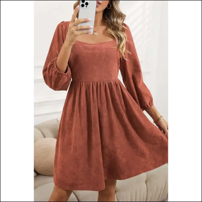 Brown Washed Square Neck Dress: so Chic it Hurts (good!) 😜 Needful Things - s - Short Dresses on Sale Worldwide Shipping