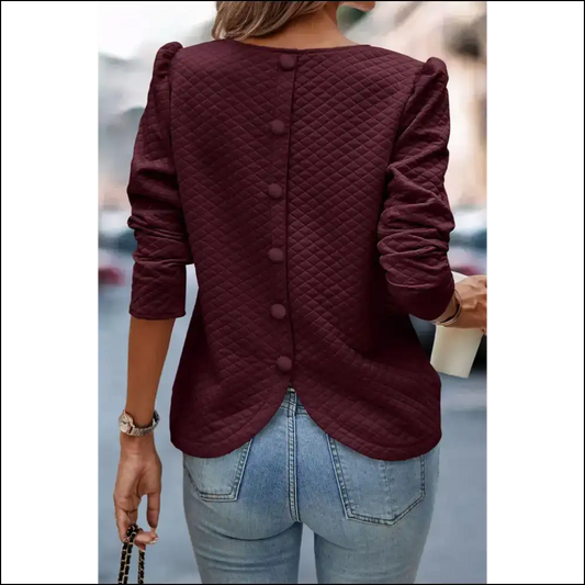 Burgundy Puff Sleeve Sweatshirt: so Comfy It’s Practically Illegal 😈 - s - Sweatshirts & Hoodies on Sale Worldwide Shipping