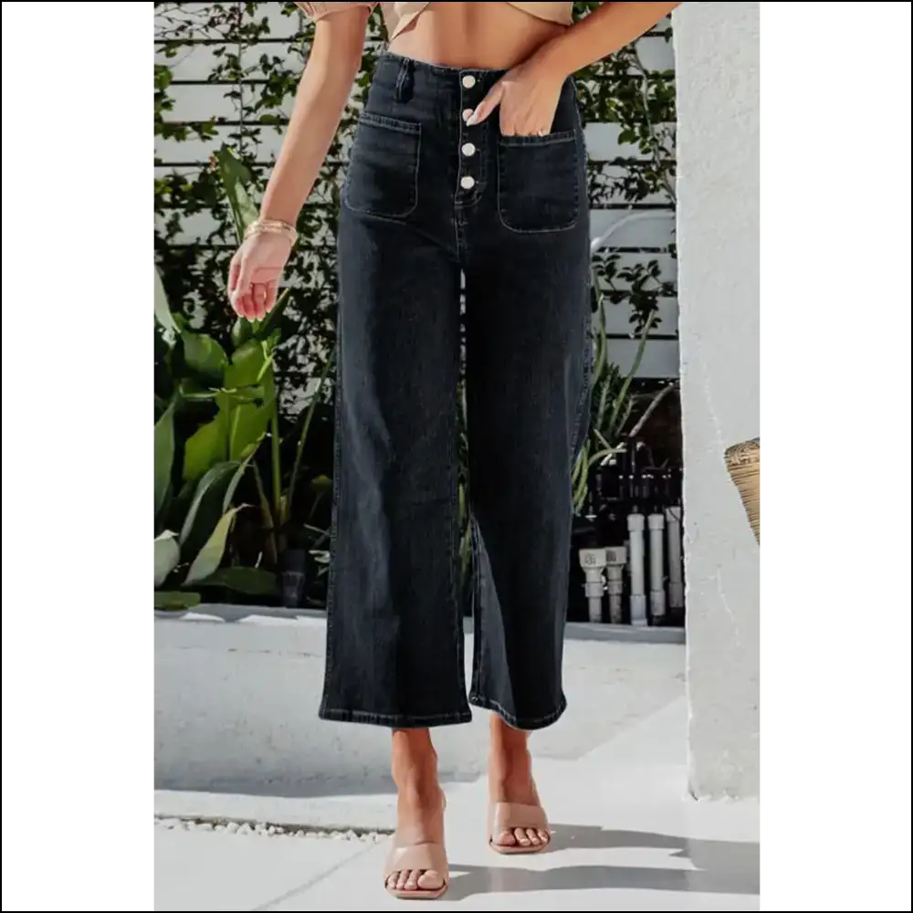 Button Fly Jeans: Chic Cropped Comfort for Fashionistas on a Budget! 😂👖 - Black / s - Jeans on Sale Worldwide Shipping