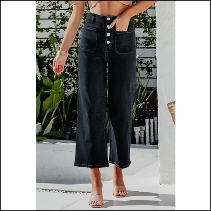 Button Fly Jeans: Chic Cropped Comfort for Fashionistas on a Budget! 😂👖 - Black / s - Jeans on Sale Worldwide Shipping