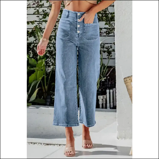 Button Fly Jeans: Chic Cropped Comfort for Fashionistas on a Budget! 😂👖 - Light Blue / s - Jeans on Sale Worldwide Shipping