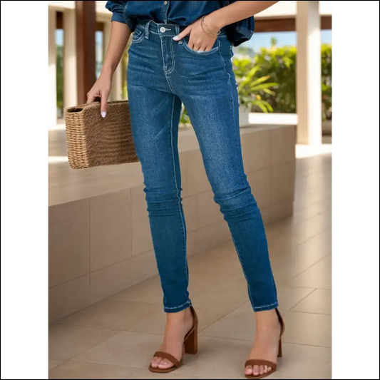 Buttoned Skinny Jeans: Because Adulting Needs a Stylish Waistline! 😂👖 - Medium / Xl - Jeans on Sale Worldwide Shipping