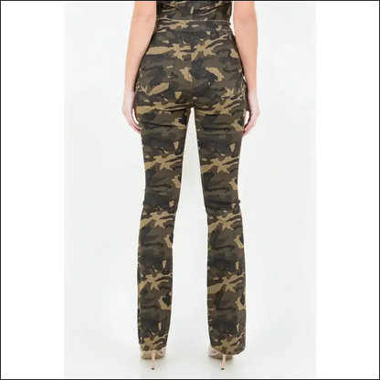 Camo Flare Pants: Get Ruched Sassy Ready to Conquer! 🍃💥 - Jeans on Sale Worldwide Shipping