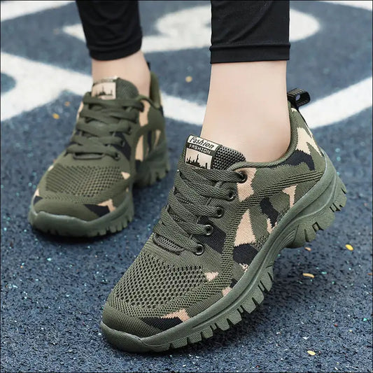 Camouflage Lace Up Mesh Athletic Sneakers - Moss / 35(us4) - Shoes on Sale Worldwide Shipping