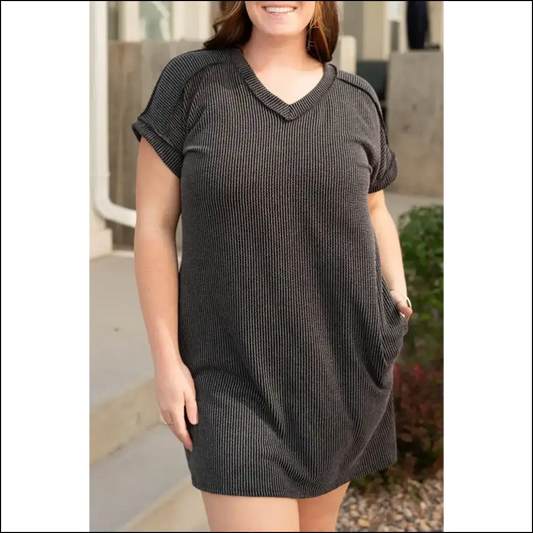 Carbon Grey Size Shirt Dress: Curves! Needful Things 😉 - 1x - Plus Dresses on Sale Worldwide Shipping