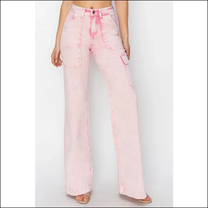 Cargo Pocket Jeans: where High Rise Meets Royal Confidence! 👑 - Pink / 1(25) - Jeans on Sale Worldwide Shipping