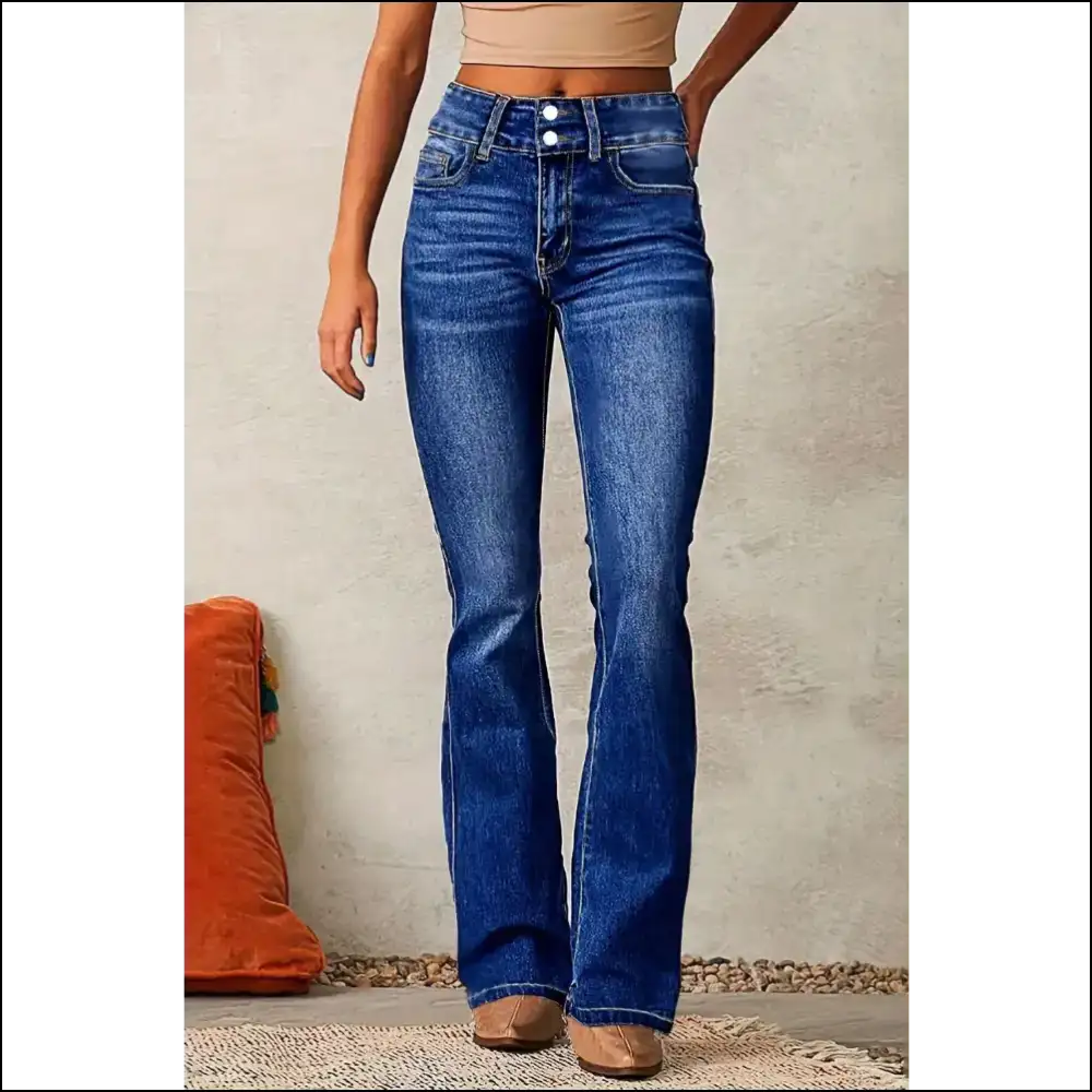 Cat Whisker Washed Bootcut Jeans: where Comfort Meets Purrfection! 😻 - Blue / 2xl - Jeans on Sale Worldwide Shipping