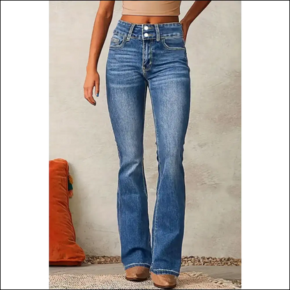 Cat Whisker Washed Bootcut Jeans: where Comfort Meets Purrfection! 😻 - Light Blue / 2xl - Jeans on Sale Worldwide Shipping