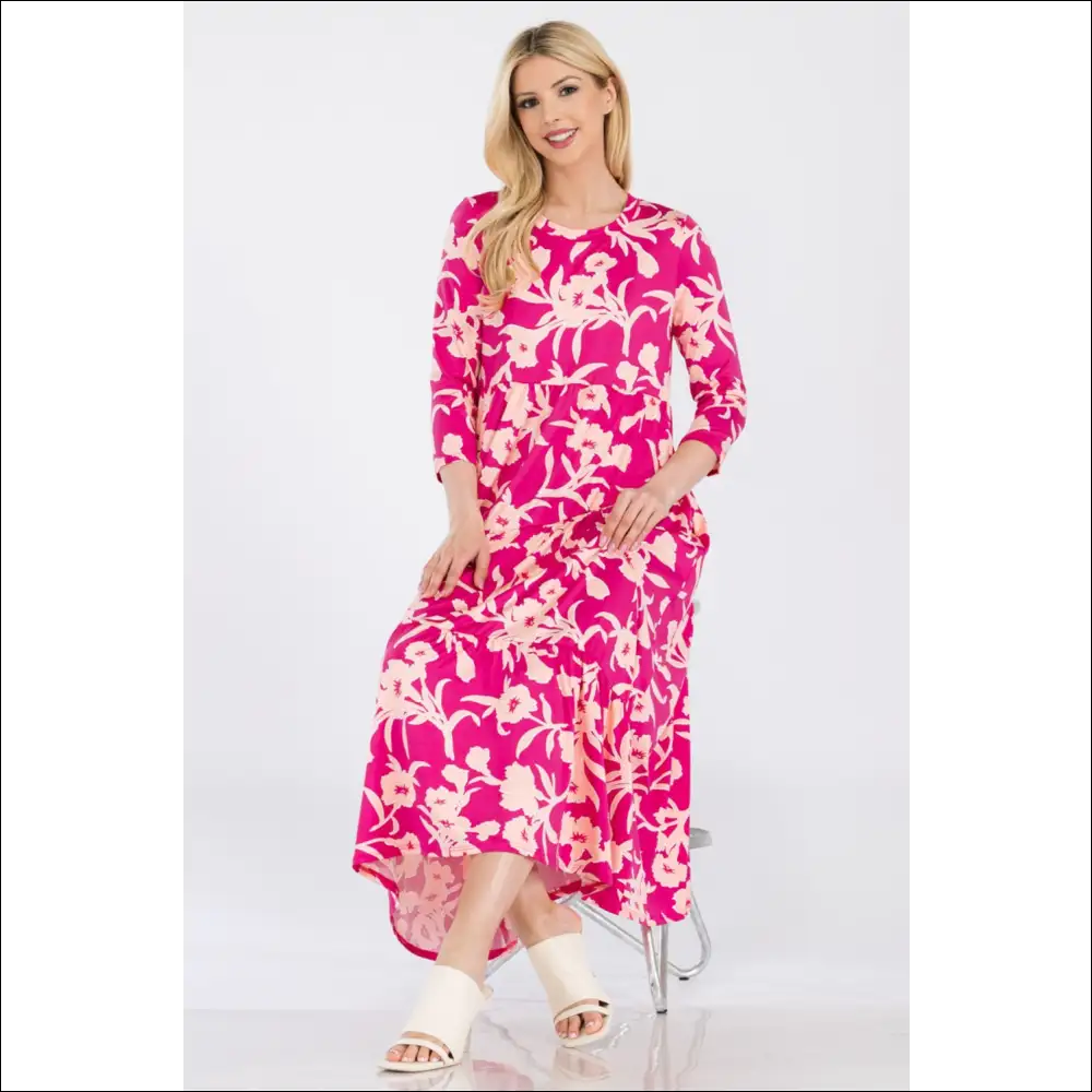 Celeste Floral Ruffle Hem Dress - Effortless Elegance - Dresses on Sale Worldwide Shipping