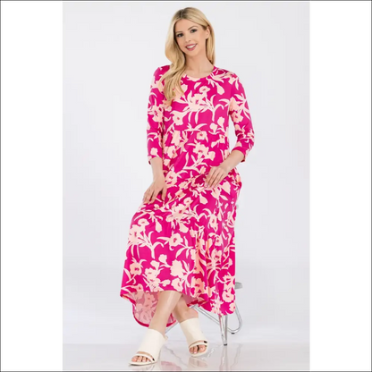 Celeste Floral Ruffle Hem Dress - Effortless Elegance - Dresses on Sale Worldwide Shipping
