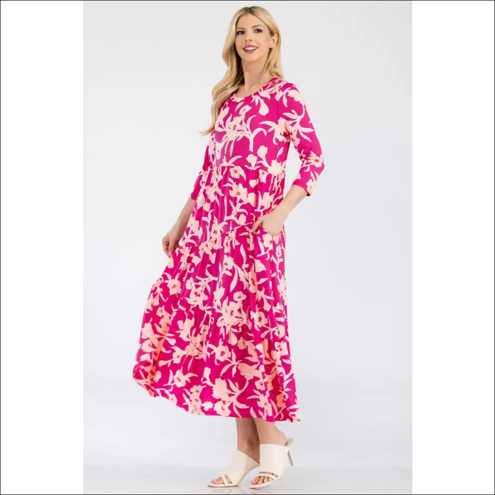 Celeste Floral Ruffle Hem Dress - Effortless Elegance - Dresses on Sale Worldwide Shipping