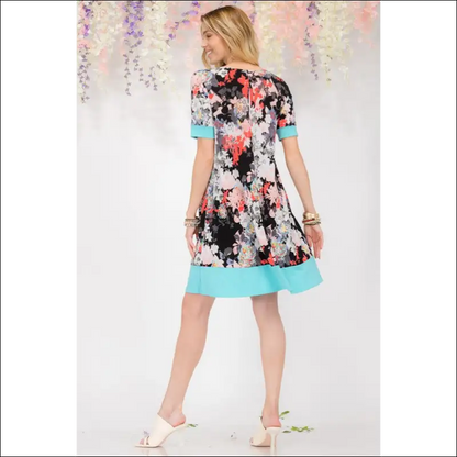 Celeste Floral Surplice Short Sleeve Plus Size Dress - Dresses on Sale Worldwide Shipping