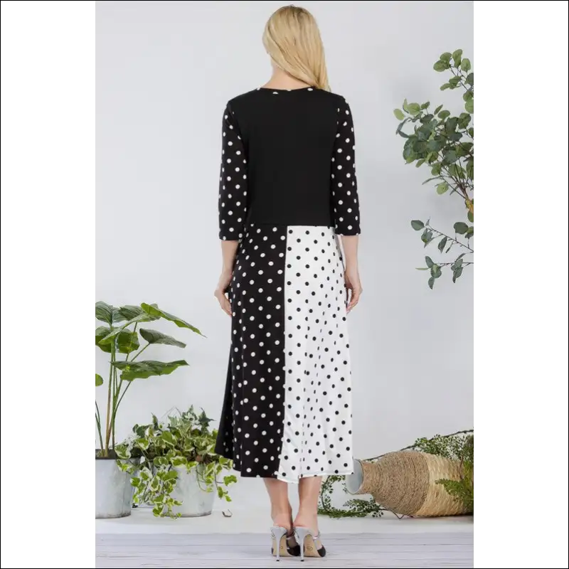 Celeste Polka Dot Front Tie Midi Dress - Dresses on Sale Worldwide Shipping