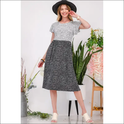 Celeste Plus Size Two Tone Animal Print Midi Dress - Dresses on Sale Worldwide Shipping