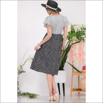Celeste Plus Size Two Tone Animal Print Midi Dress - Dresses on Sale Worldwide Shipping