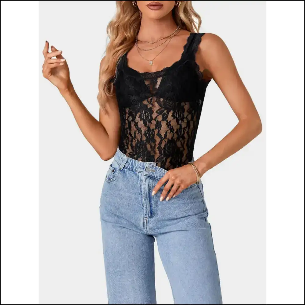 Channel your Inner Diva in our Lace Scoop Neck Tank—unleash the Sass! 😏✨ - Tank Tops on Sale Worldwide Shipping