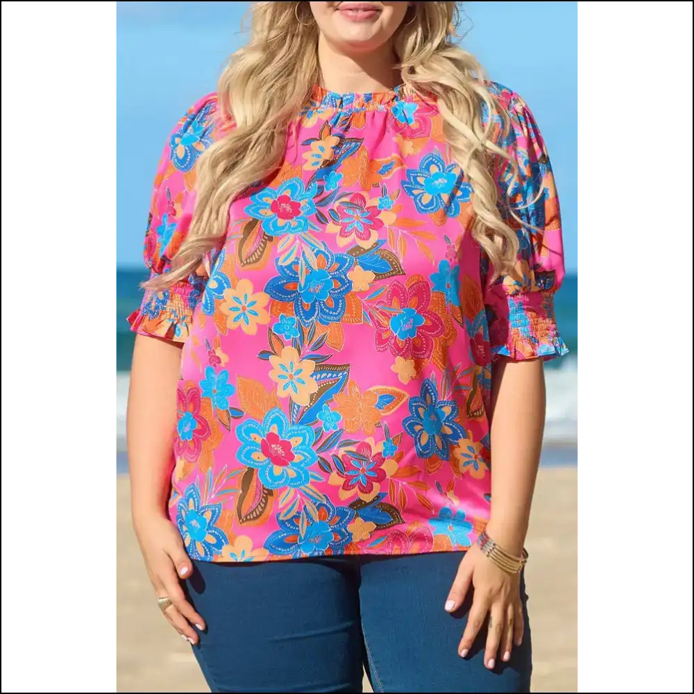 Charming Rose Plus Size Floral Print: Finally that Fits! 🌹needful Things - 1x - Tops on Sale Worldwide Shipping